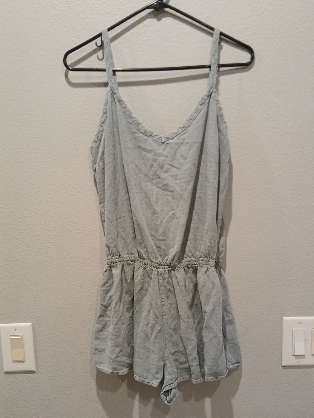 Anthropologie Large Light Grey Sleeveless Romper Fray Summer Party